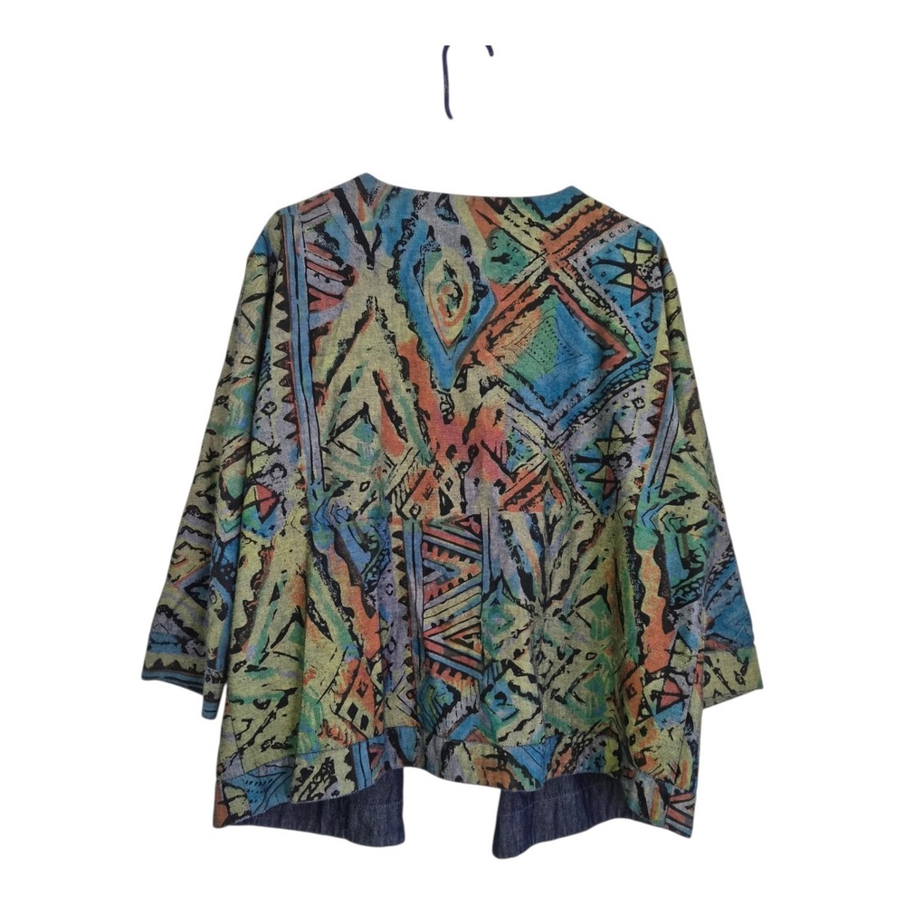 Tantrums 2X Abstract Art Print Jacket Kimono 100% Cotton Lagenlook Boho Artsy - Picture 3 of 5